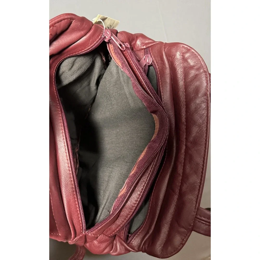 Hazelwood Women's Burgandy Genuine Leather Boho Shoulder Purse - NWT